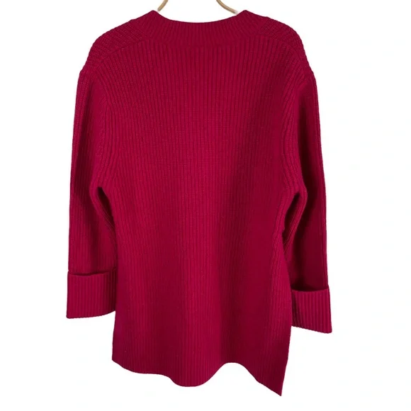 Athleta  Shasta V-Neck Oversized Sweater Fuchsia Size M Wool Blend - Picture 4 of 10